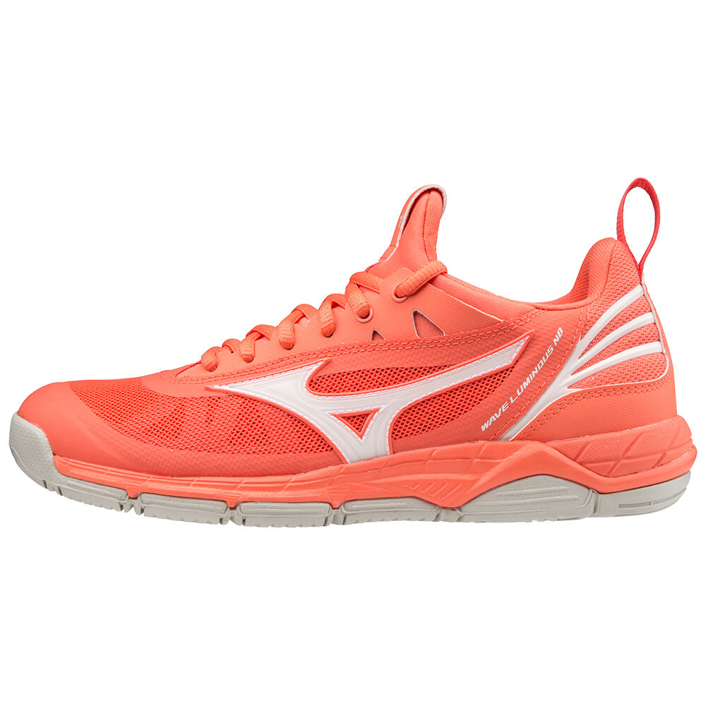 Tenis Futsal Mizuno Wave Luminous Nb - Mulher - Coral/Branco - OPUWK6493